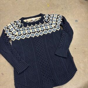 Signature Navy and Cream Geometric Women's Sweater